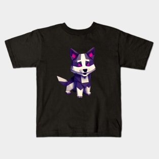 Geometric Lowpoly Purple Husky Kids T-Shirt